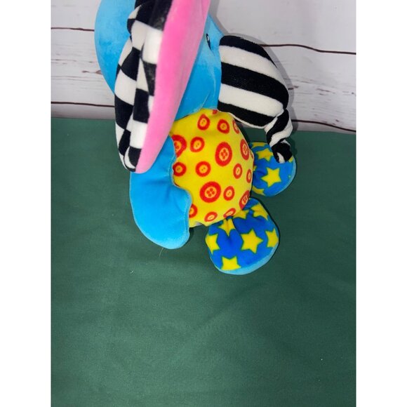 Lamaze Stuffed Plush Elephant Rattle Baby Toy Blue Knot Star Button Yellow Pink - Picture 2 of 6